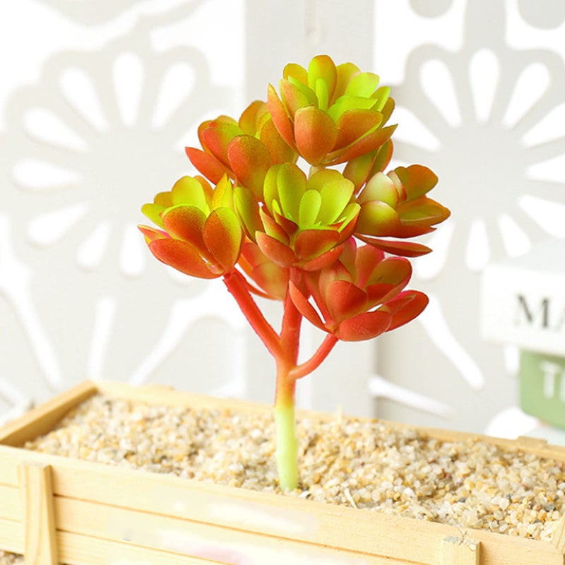 Cayway Cayway 11 PCS Artificial Succulents Picks  Yellow Red Artificial Succulent Plants  Faux Succulents Fake Succulent Bouquet String of Succulent Faux Succulents Floral Arrangement - Image 3