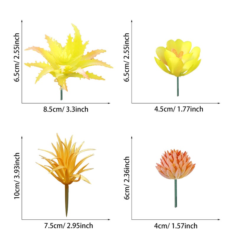 Cayway Cayway 11 PCS Artificial Succulents Picks  Yellow Red Artificial Succulent Plants  Faux Succulents Fake Succulent Bouquet String of Succulent Faux Succulents Floral Arrangement - Image 5