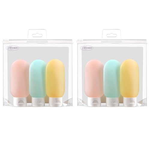 MAYCREATE® 6 Pack 60ml Plastic Travel Toiletries Bottles Empty Travel Bottles for Toiletries Leakproof Squeeze Travel Bottle Set Containers Multicolour - Image 1