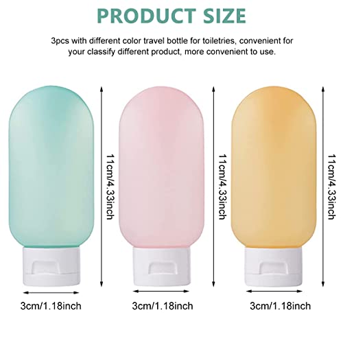 MAYCREATE® 6 Pack 60ml Plastic Travel Toiletries Bottles Empty Travel Bottles for Toiletries Leakproof Squeeze Travel Bottle Set Containers Multicolour - Image 2