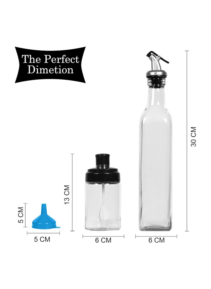 Generic Set of 2 Oil and Vinegar Dispensers with Glass Jars, Spices and Spoons - Set of 5  - Image 5