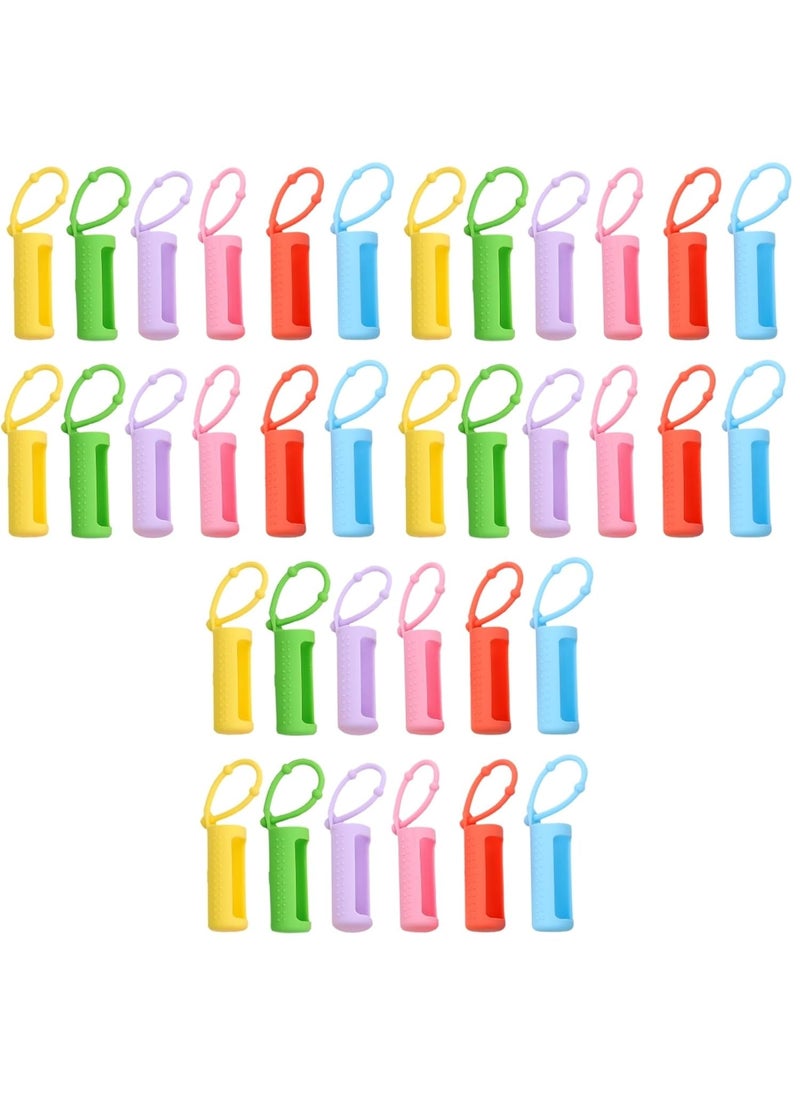 Healifty 36pcs Perfume with Cover Case Sleeve Hanging for Rope Silicone Refillable Daily Assorted Oil Accessories Use Carrying Ml Bottle Color Holder 