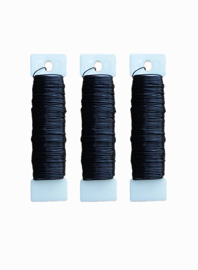 Transun Moo 3 Rolls 22 Gauge Black Paddle Wire Flexible Floral Wire for Flower Arrangement, Wreath, Garland - Image 1