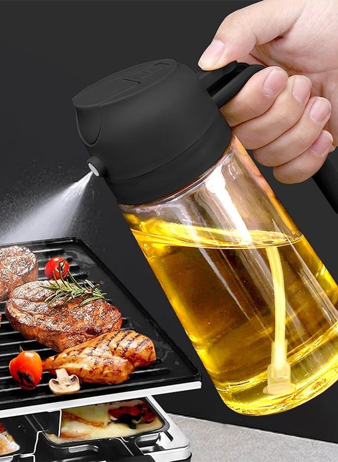 JoyousSto 2 in 1 Oil Dispenser and Oil Sprayer, 470ml Dispenser Bottle Spray and Pour, Glass Olive Oil Sprayer for Cooking, Food Grade Oil Spray Bottle Mister Spritzer for BBQ, Air Fryer, Kitchen,Black - Image 2
