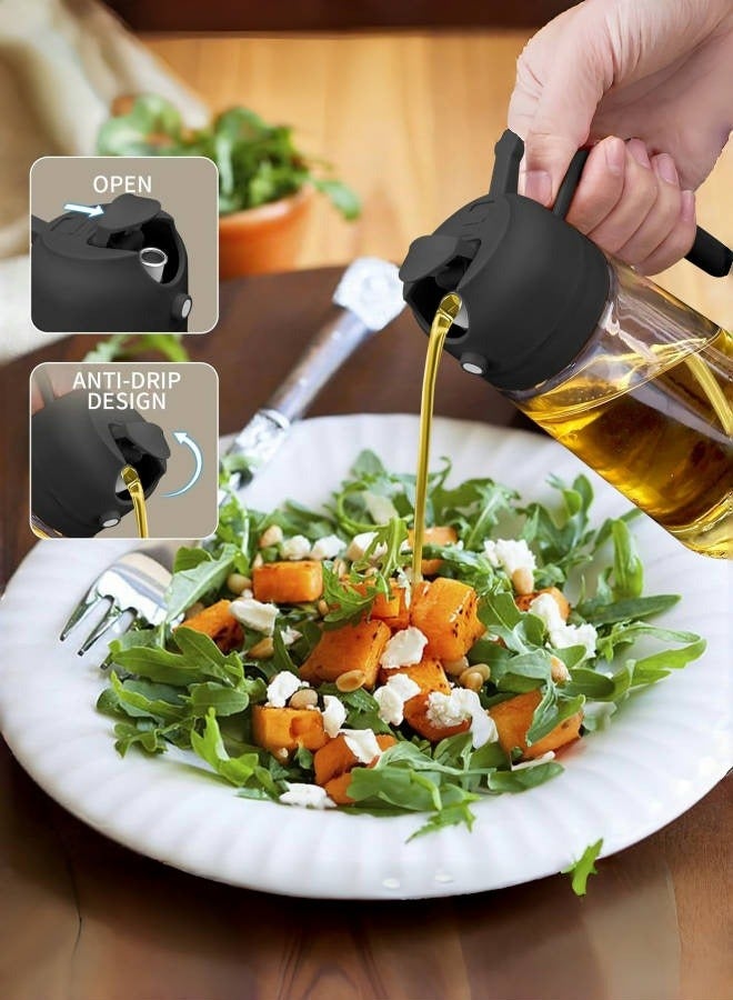 JoyousSto 2 in 1 Oil Dispenser and Oil Sprayer, 470ml Dispenser Bottle Spray and Pour, Glass Olive Oil Sprayer for Cooking, Food Grade Oil Spray Bottle Mister Spritzer for BBQ, Air Fryer, Kitchen,Black - Image 3