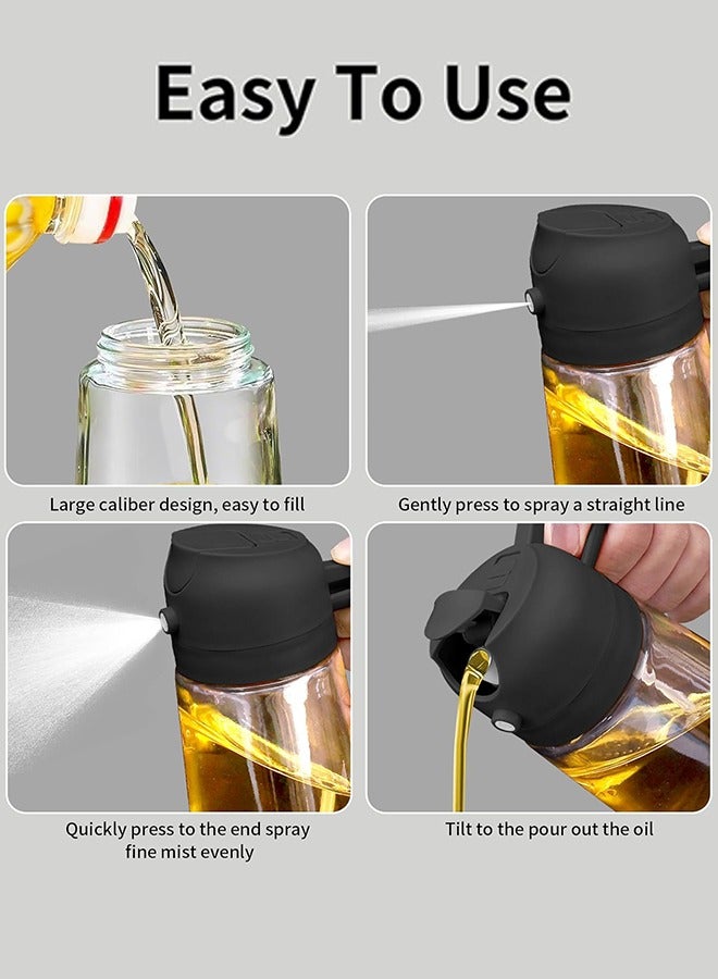 JoyousSto 2 in 1 Oil Dispenser and Oil Sprayer, 470ml Dispenser Bottle Spray and Pour, Glass Olive Oil Sprayer for Cooking, Food Grade Oil Spray Bottle Mister Spritzer for BBQ, Air Fryer, Kitchen,Black - Image 5