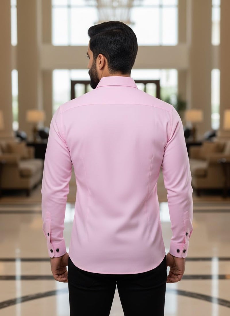 Bellstone Men's Solid Lustre Cotton Regular Fit Full Sleeve Collared Neck Casual Shirt for Men Stylish Latest | Lightweight Breathable Fabric |Stylish Solid Shirt for Office & Everyday Wear - Image 2