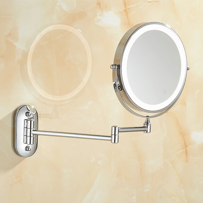 مرآة مكياج LED قابلة للطي بحجم 8 إنش، مرآة مكياج مثبتة على الحائط، مرآة مضيئة مزدوجة الجوانب، مكبرة وقابلة للشحن - Image 3