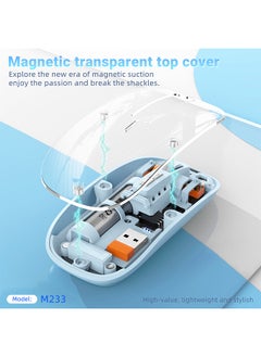 O Ozone Bluetooth Wireless Mouse, Transparent Magnetic Mouse Triple Mode USB C Rechargeable Slim Silent Computer Mice - White  - Image 3