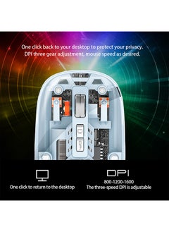 O Ozone Bluetooth Wireless Mouse, Transparent Magnetic Mouse Triple Mode USB C Rechargeable Slim Silent Computer Mice - White  - Image 2