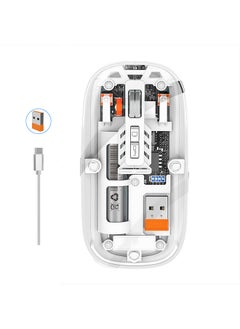 O Ozone Bluetooth Wireless Mouse, Transparent Magnetic Mouse Triple Mode USB C Rechargeable Slim Silent Computer Mice - White  - Image 1