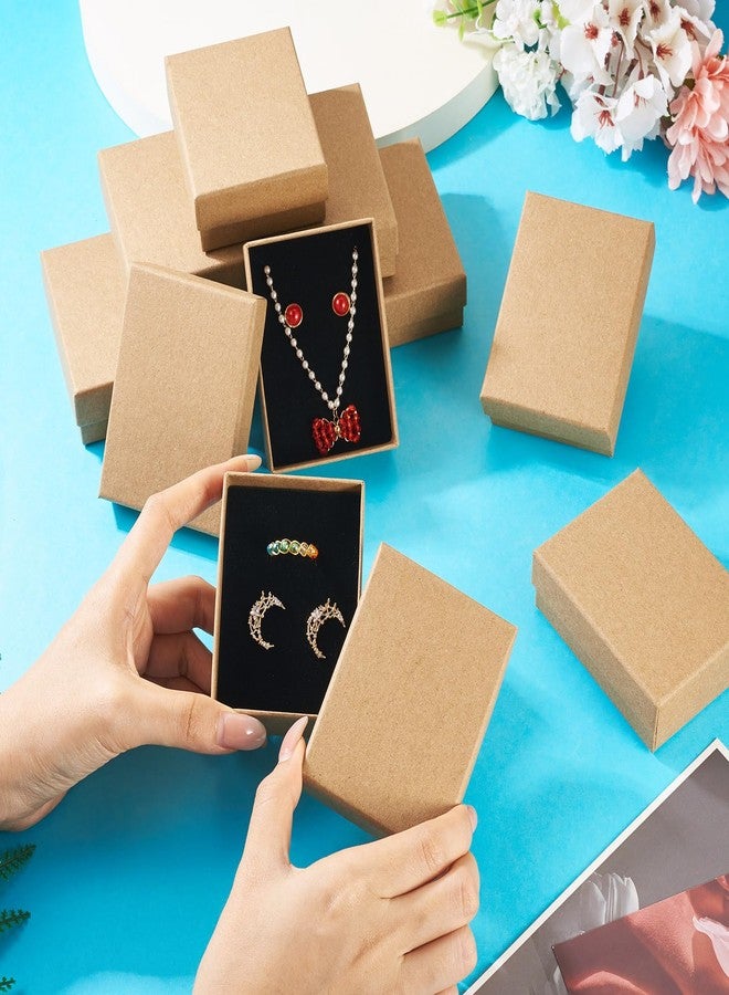 Craftdady مجموعة كرافت دادي من 12 علبة هدايا مجوهرات ورقية محشوة بالقطن، لون بني فاتح، علب هدايا للخواتم والقلائد، مقاس 3.54 بوصة × 2.75 بوصة × 1.18 بوصة، علبة صغيرة للأقراط والخواتم، مثالية لتخزين وعرض المجوهرات. - Image 2