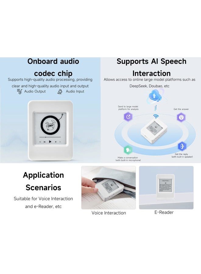 UeeKKoo ESP32-S3 1.54inch e-Paper AIoT Development Board, 200 x 200, Black/White, Supports AI Speech Interaction, DIY Creative Function, etc. Supports Wi-Fi and BLE Dual-Mode Communication - Image 3