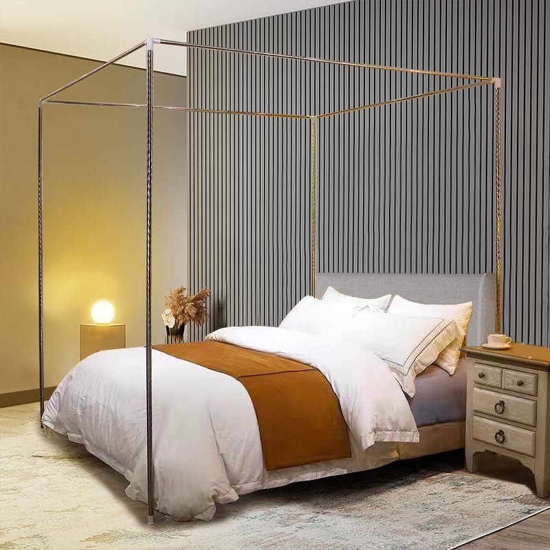 KingKara Stainless Steel Canopy Mosquito Netting Canopies FramePost Twin Full Queen King Size Twin XL - Image 1