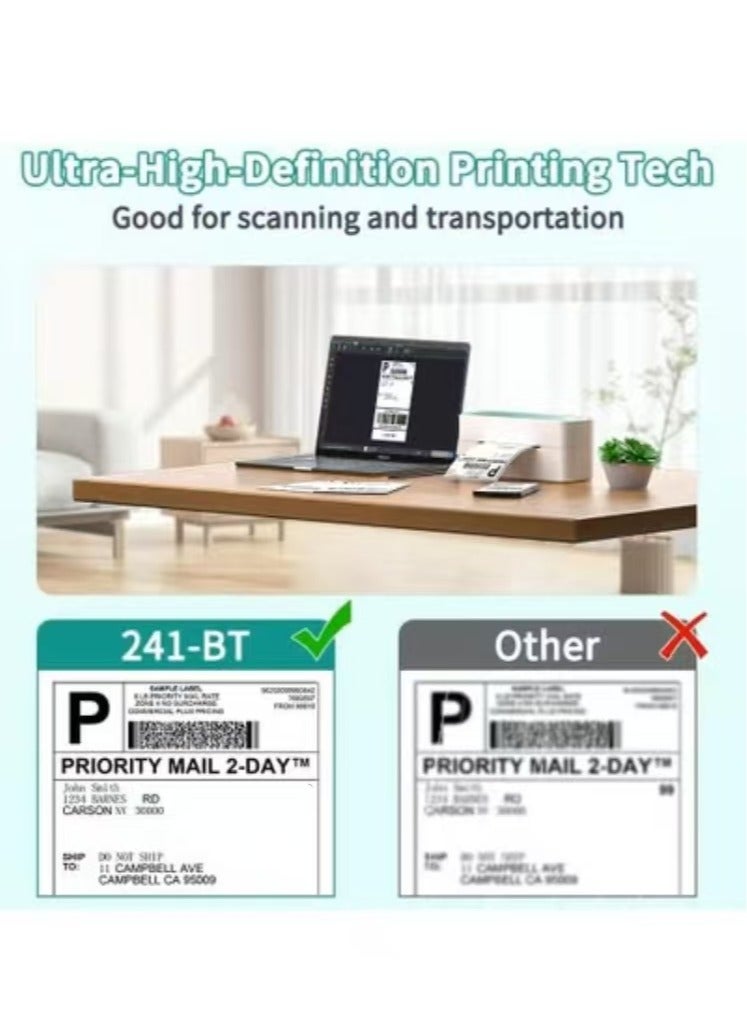phomemo 241-BT Bluetooth Thermal Label Printer, Wireless Shipping Label Printer for Small Business, Label Printer for Shipping Packages, Compatible with iPhone, Android .It contains 10 sheets of 4X6" white paper.(Green) - Image 2