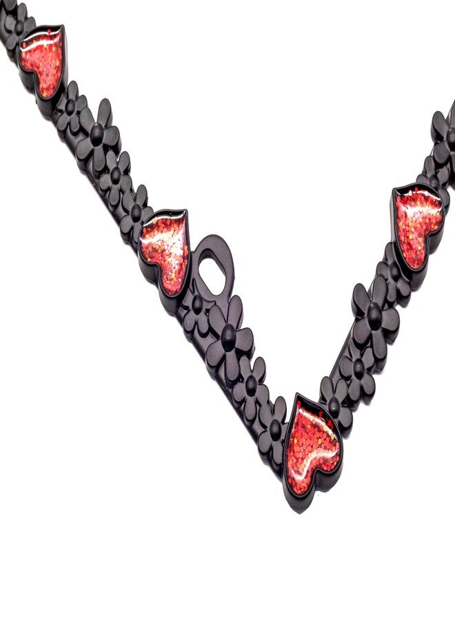 creathome 3D Shining Daisy Heart License Plate Frame from Pure Zinc Alloy Metal Perfect Plate Holder, Matt Black with Red Glitter, Luminously Heart - Image 5