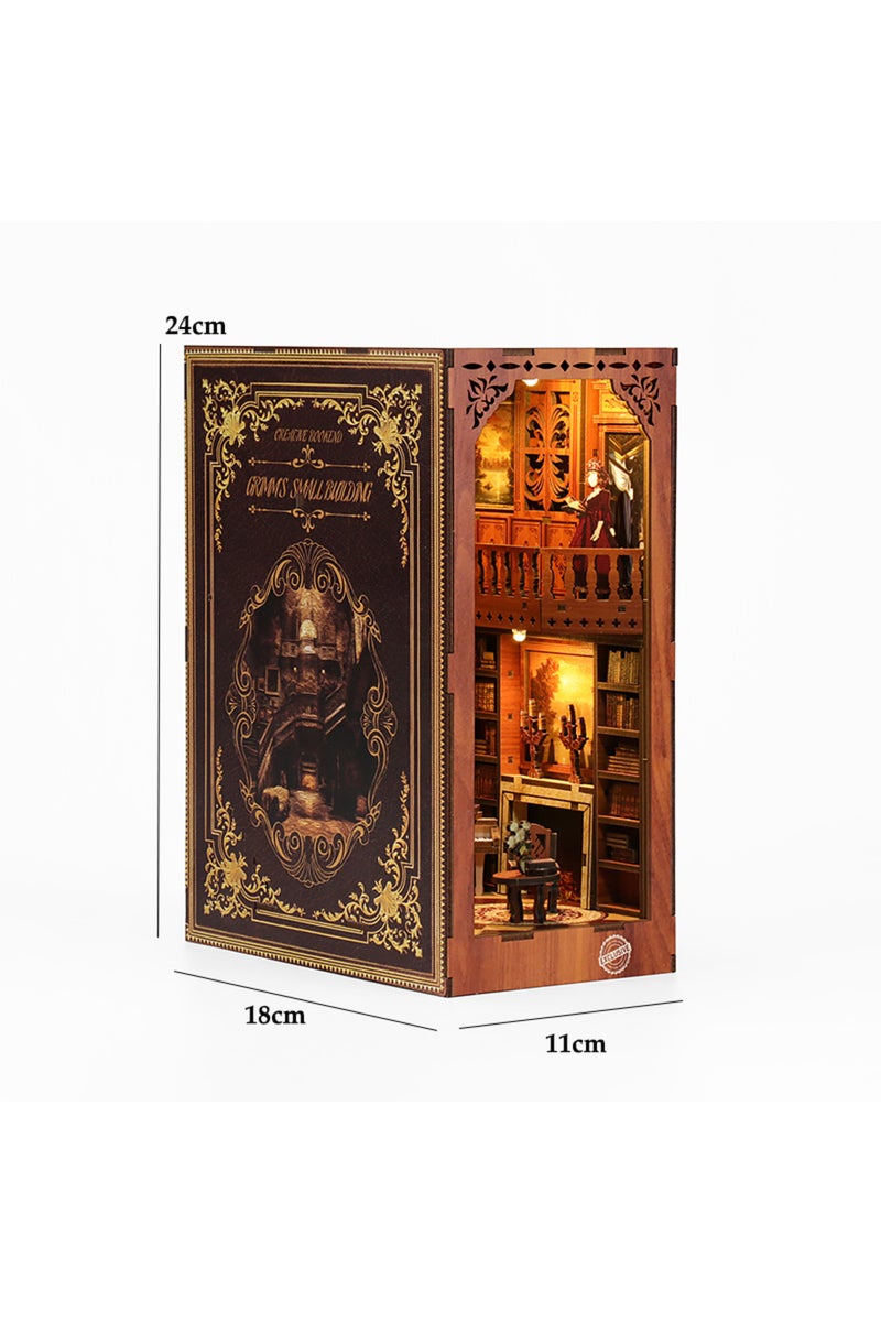 BV02-003 Wooden Mini Doll House DIY Book Nook Kit Assembly Model 3D Puzzle Bookend Toys Bookshelf In