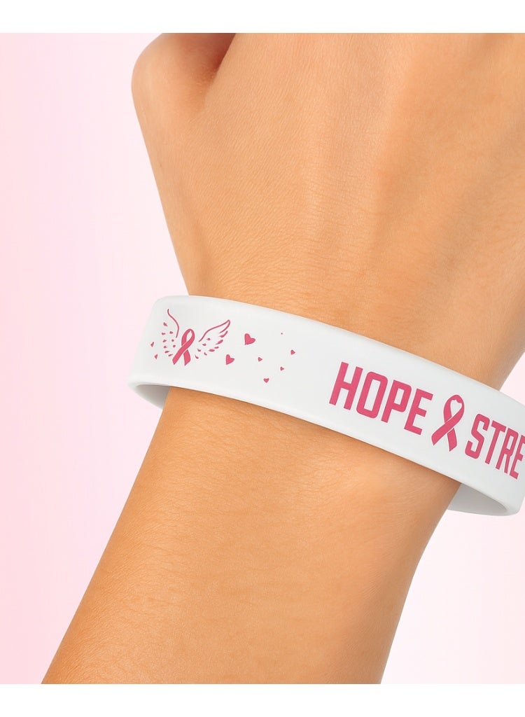 MELIZ Breast Cancer Awareness Silicone Wristband – Hope & Strength (White) - Image 2