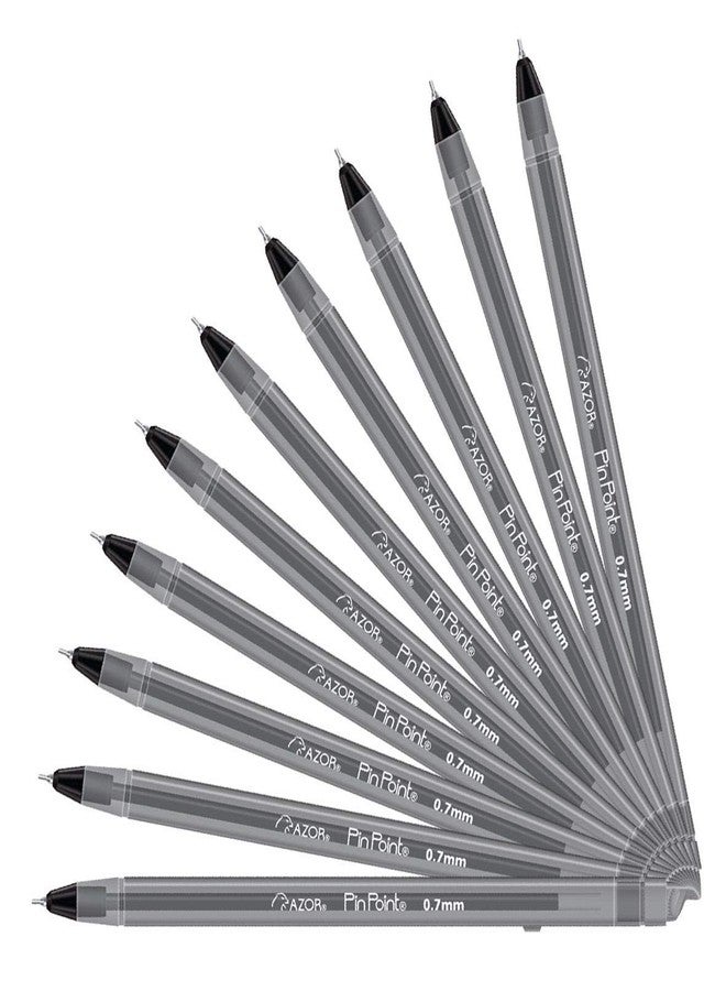 AZOR Pin Point Black Fine Point Writing Pens 0.7mm Ballpoint Pens - Pack of 12 - Image 1