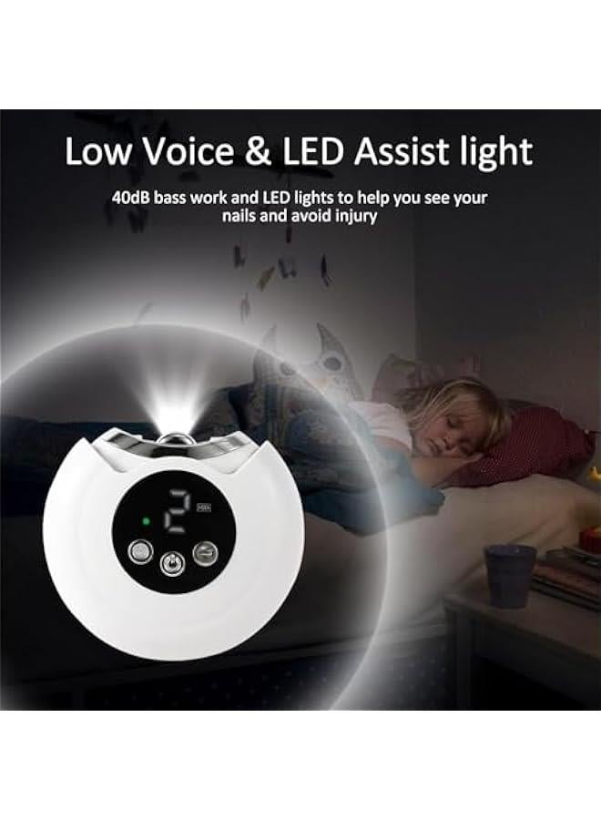 ميكسد قصافة اظافر كهربائية من دوراني، ماكينة تشذيب اظافر كهربائية للاطفال مع ضوء، 3 مستويات سرعات وتخزين مشابك الاظافر، قصافة اظافر قابلة لاعادة الشحن للرضع والاطفال والبالغين وكبار السن - Image 3