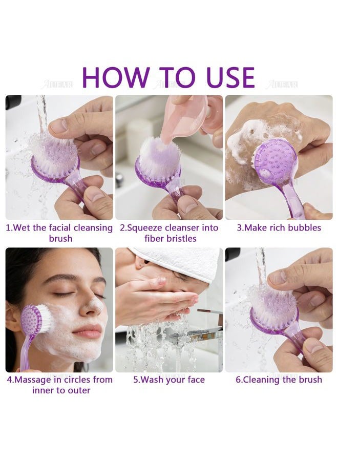 AUEAR , 4 Pack Face Brush for Cleansing and Exfoliating Facial Cleaning Brush with Cap for Women and Girls Wash Makeup Massaging - Image 5