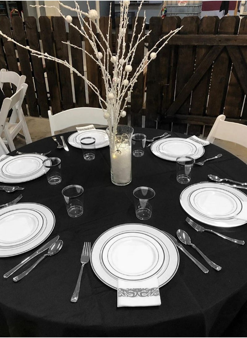 HomarKet 50PCS Silver Plastic Plates, Heavy Duty Disposable Silver Plates with 25 10.25 inch Dinner Plates and 25 7.5 inch Salad/Dessert Appetizer Plates, Disposable Plates for Party, Holiday, and Wedding  - Image 3