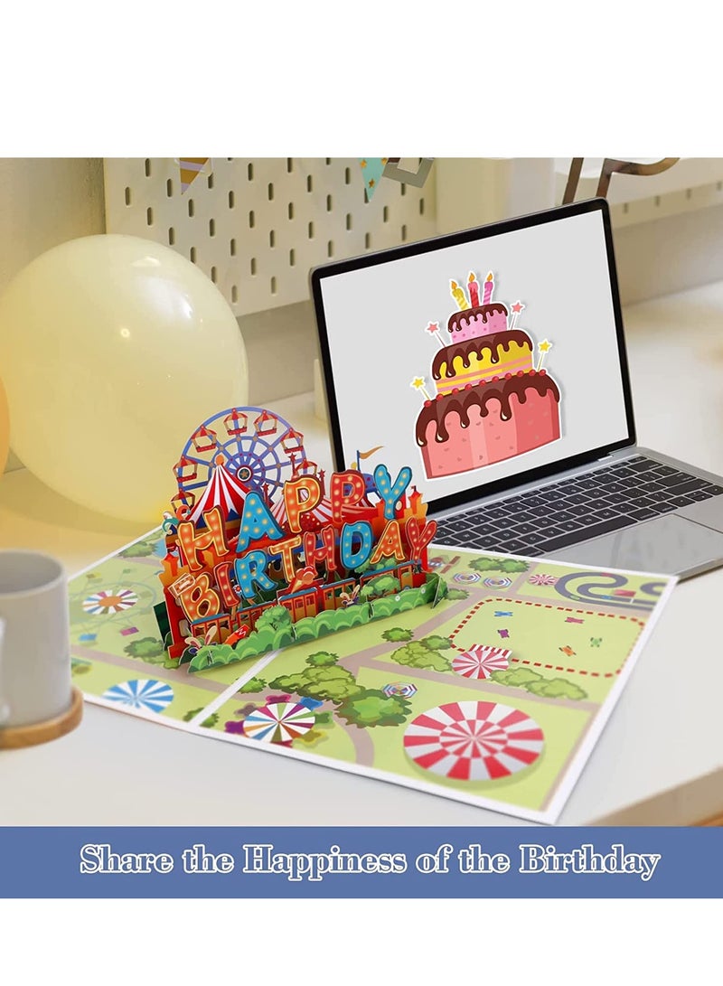 بطاقة عيد ميلاد منبثقة 3D بطاقة عيد ميلاد سعيدة بطاقة تهنئة يدوية منبثقة مع ظرف ووسم رسالة لعيد ميلاد الأطفال والنساء والرجال - Image 4