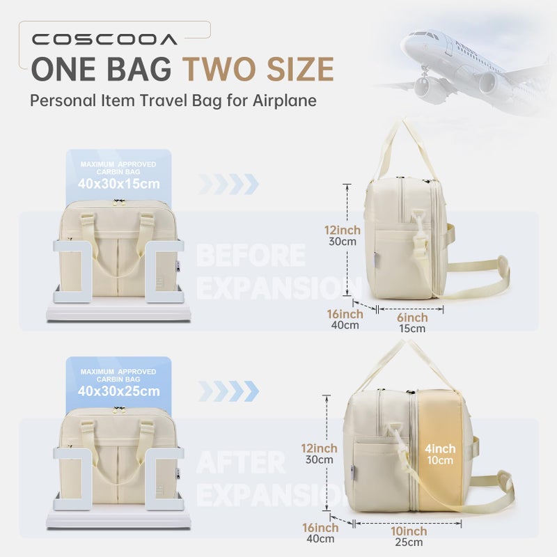 COSCOOA 40x30x15 cm Personal Item Travel Bag,Expandable 40x30x25cm Carry on Duffel Bag,Flight Approved Underseat Weekender Overnight Bag with Wet Pocket - Image 2