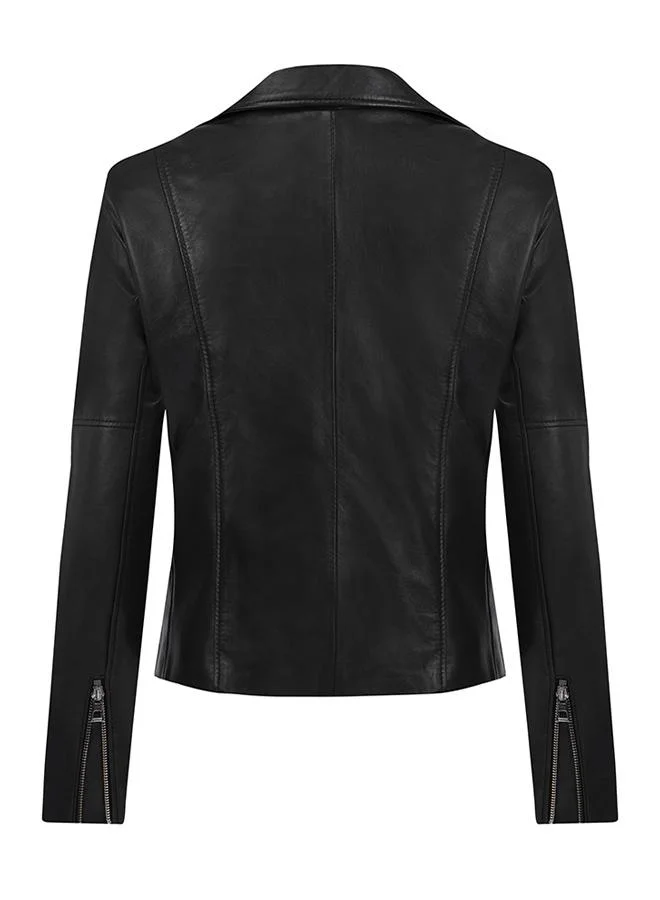 Felix Hardy Black Genuine Leather Black Biker Jacket for Women | Best Price UAE