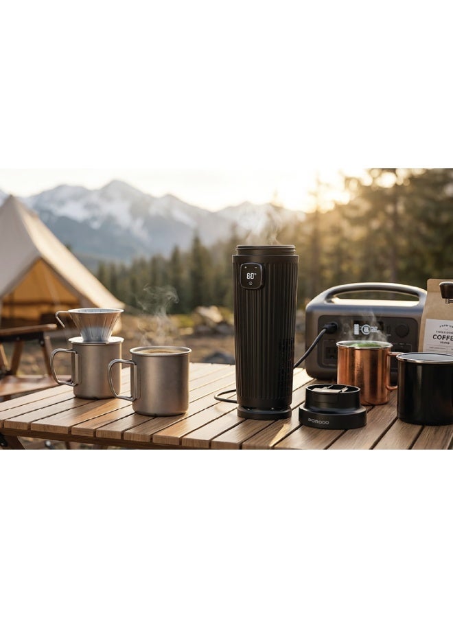 porodo Portable Electric Car Kettle 350ml 12V Dual Cooling and Heating Cup with Adjustable Temperature Control and Smart Drink Reminder Kettura PDLFSTZ016 - Image 3