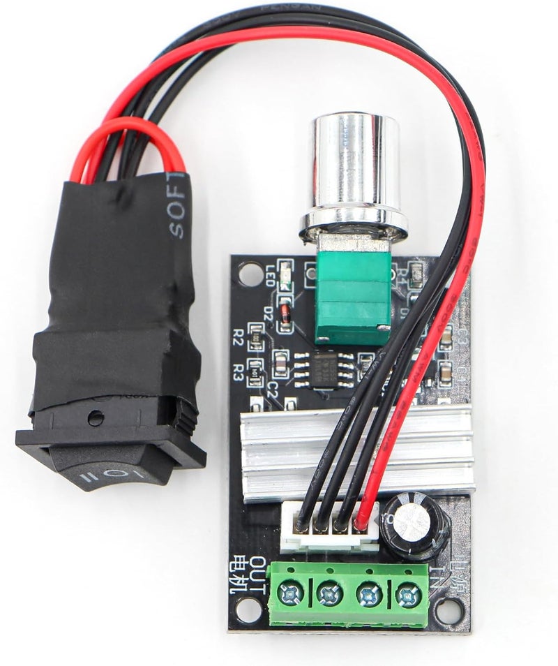 RioRand Small PWM DC Motor Speed Controller - for 6V 12V 24V 28V 3A 80W Low-Voltage Gear Motors with Forward/Reverse Switch Control - Image 1