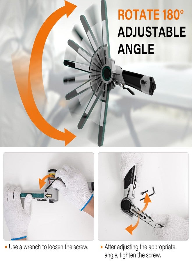 Tezoro 1/2" x 18" Air Belt Sander, Mini Belt Sander for Woodworking/Metal Working Handheld All Angle Grinder Belt Sander with 3 Belts (36/40/60#) Industrial Pneumatic Tool - Image 4