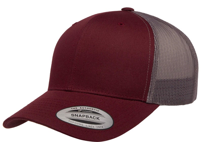 Yupoong YP Classics Retro Trucker Cap MaroonGrey OSFA - Image 3