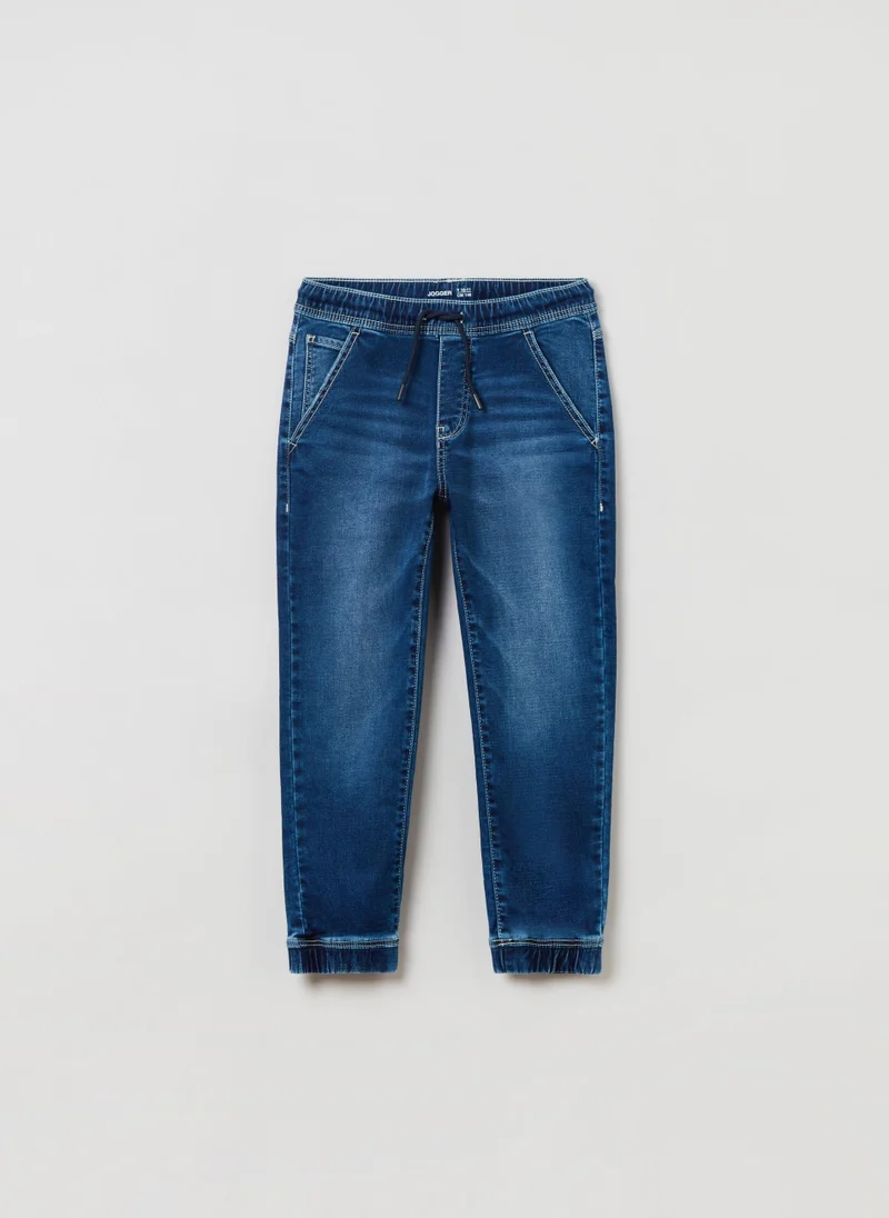 او في اس OVS Denim Joggers With Drawstring And Pockets