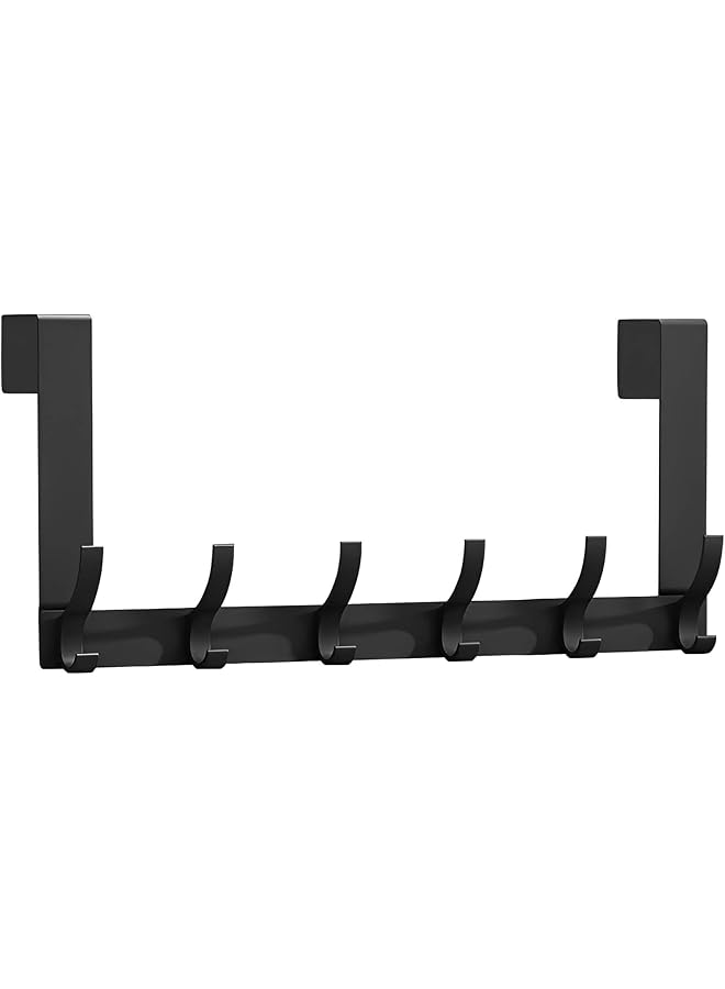 PROMASS Space Aluminum and Carbon Steel Door Hanger,Heavy Duty Over The Door Hooks,Over The Door Organizer for Hanging Clothes,Coats,Bags,Towels and Hat (Black)  - Image 1