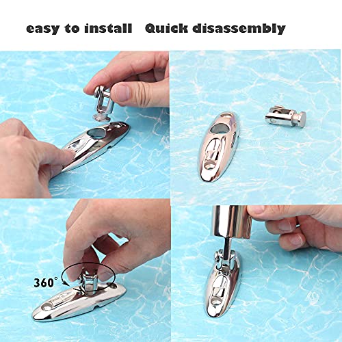 SUNOOM Boat Bimini Top Swivel Hinge,316 Stainless Steel Deck Side Mount Quick Release Hinge,Marine Hardware Accessories,Include Screws, Pack of 2 - Image 3