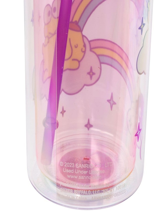 Silver Buffalo Hello Kitty Friends Rainbows and Clouds, Plastic Tall Cold Cup with Lid and Straw, 20 Ounces - Image 2