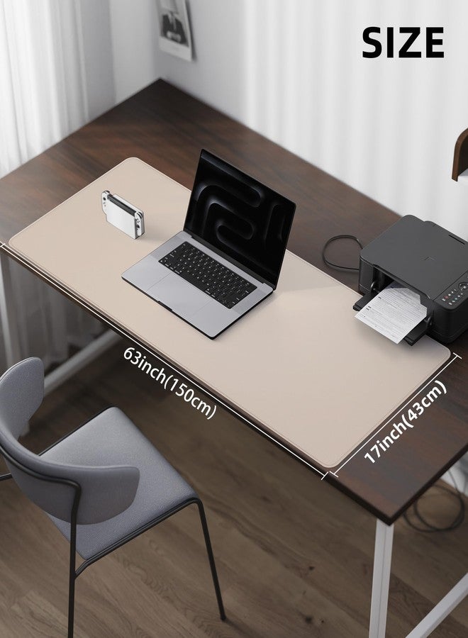 AFIING Extra Large Desk Mat - 63"x 17" Non-Slip Desk Pad for Office and Home - Ideal for Large Mouse Pad and Desk Mats on Top of Desks(Beige) - Image 5