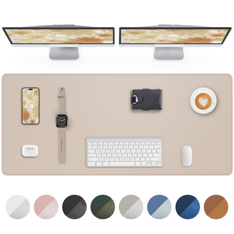 AFIING Extra Large Desk Mat - 63"x 17" Non-Slip Desk Pad for Office and Home - Ideal for Large Mouse Pad and Desk Mats on Top of Desks(Beige) - Image 1