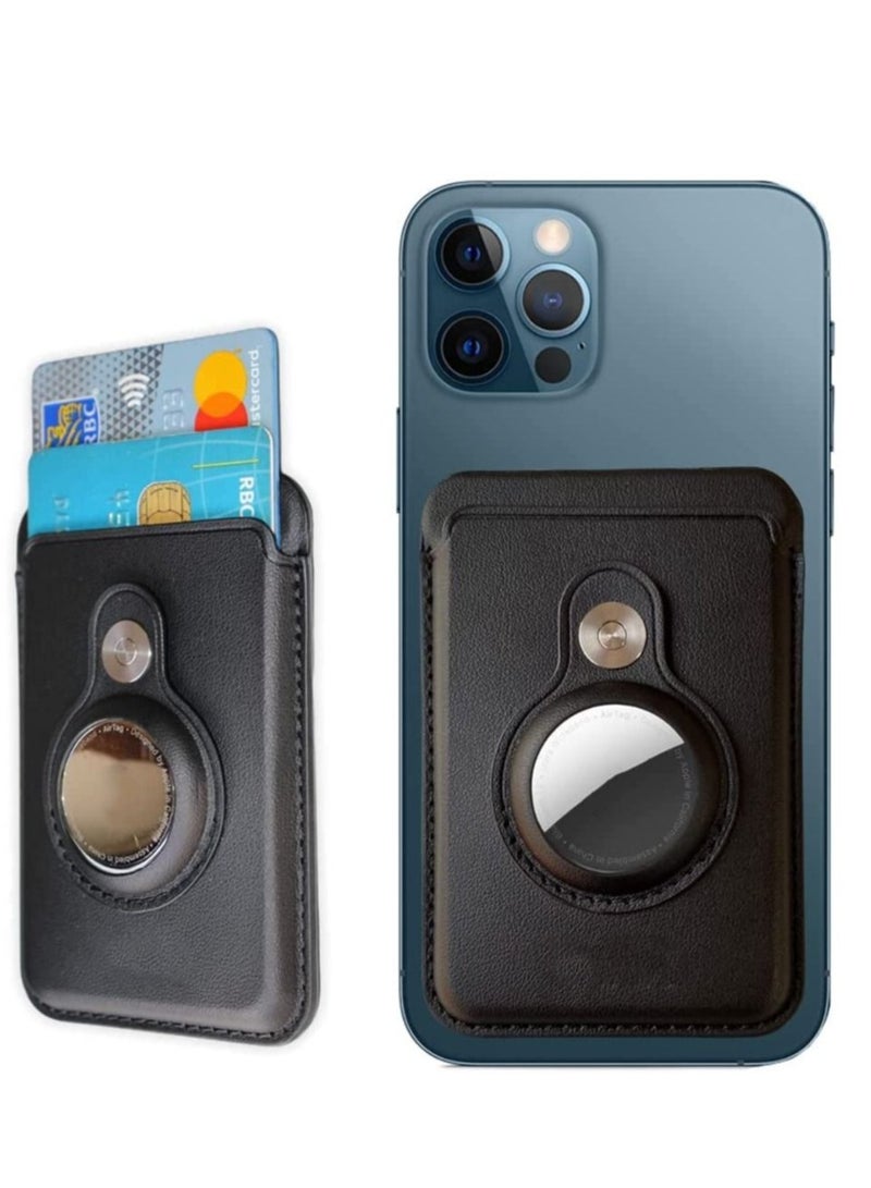 Captaintech MagSafe Compatible Wallet with AirTag Pocket AirTag Case Magnetic Card Wallet Case Compatible with MagSafe Devices iPhone 12 Mini iPhone 12 iPhone 12 Pro iPhone 12 Pro Max Black - Image 1