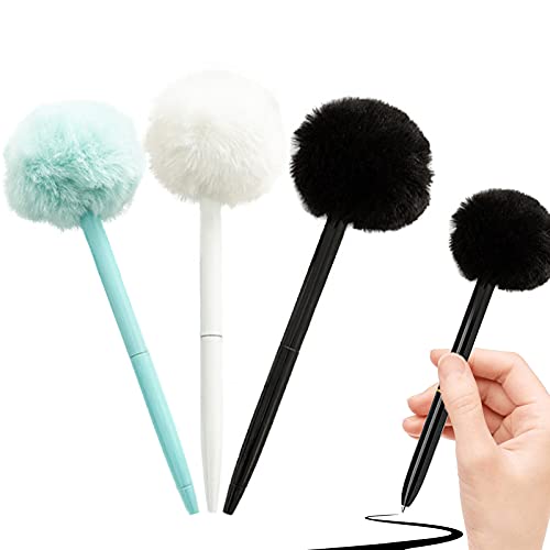 IXIGER Plush Cute Ball Pen, Fluffy Easter & Party Supplies, Colorful Feather Pens, 3pcs - Image 1
