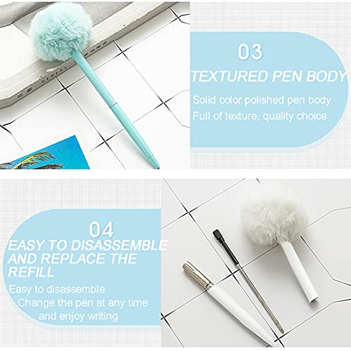 IXIGER Plush Cute Ball Pen, Fluffy Easter & Party Supplies, Colorful Feather Pens, 3pcs - Image 4