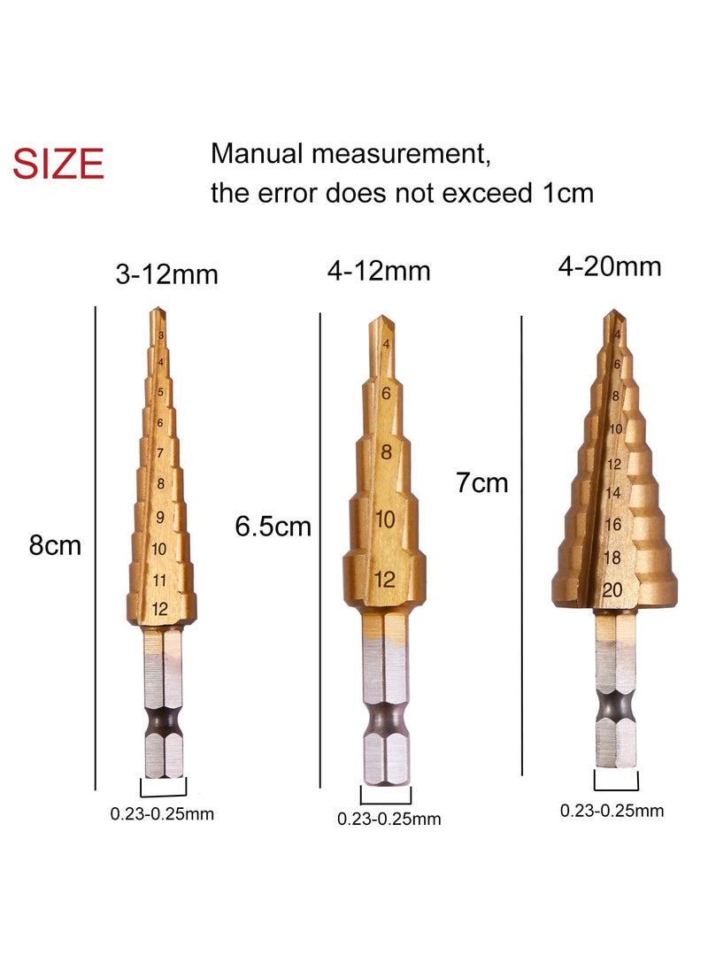 Hetkrishi Hetkrishi HSS High Speed Steel Drill dit Set Titanium Step Drill Bit Set Drill Bit for Metal 25 mm Hex Shank Drive Kit for Woodworking Metal Sheet 312mm412mm420mm3 Pcs 3  - Image 2