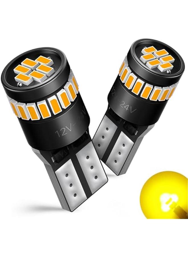 194 LED Bulb Amber Yellow 168 2825 W5W T10 Wedge 24-SMD 3014 Chipsets Replacement Bulbs for Car Dome Map License Plate Courtesy Step Lights, Pack of 2  - Image 1