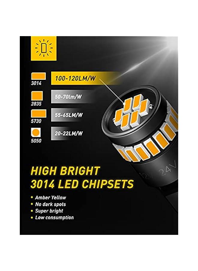 194 LED Bulb Amber Yellow 168 2825 W5W T10 Wedge 24-SMD 3014 Chipsets Replacement Bulbs for Car Dome Map License Plate Courtesy Step Lights, Pack of 2  - Image 3