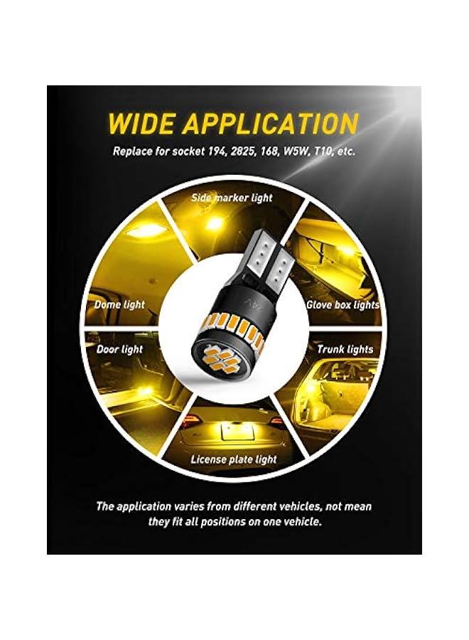 194 LED Bulb Amber Yellow 168 2825 W5W T10 Wedge 24-SMD 3014 Chipsets Replacement Bulbs for Car Dome Map License Plate Courtesy Step Lights, Pack of 2  - Image 5