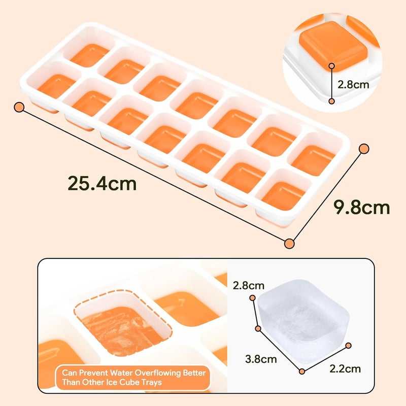 Airabc Ice Cube Trays 4 Pack, Silicone Ice Cube Trays with Removable Lid, Easy-Release Flexible 14-cube Ice Trays, LFGB Certified and BPA Free, Stackable Ice Trays with Covers for Cocktail, Freezer - Image 5