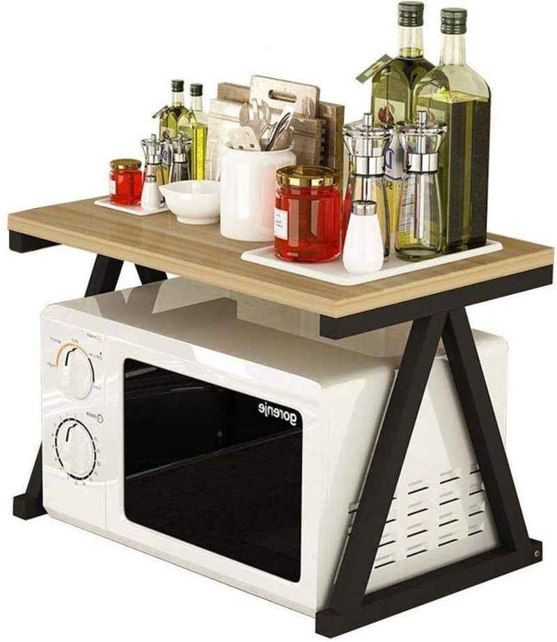 INDIDECOR INDIDECOR 36650 Kitchen Rack Microwave Oven Stand Kitchen Cabinet Sturdy Kitchen Microwave Shelf Storage and Spice Rack Stand Durable Color Black  - Image 1