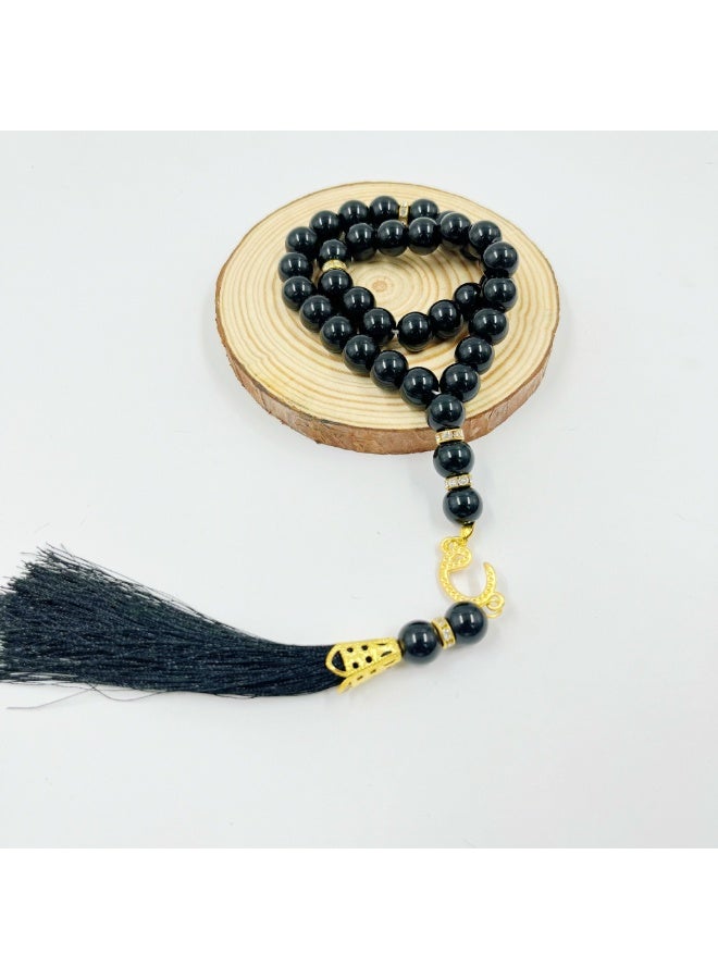 NIBEMINENT 33 Muslim Prayer Beads Black/10mm 