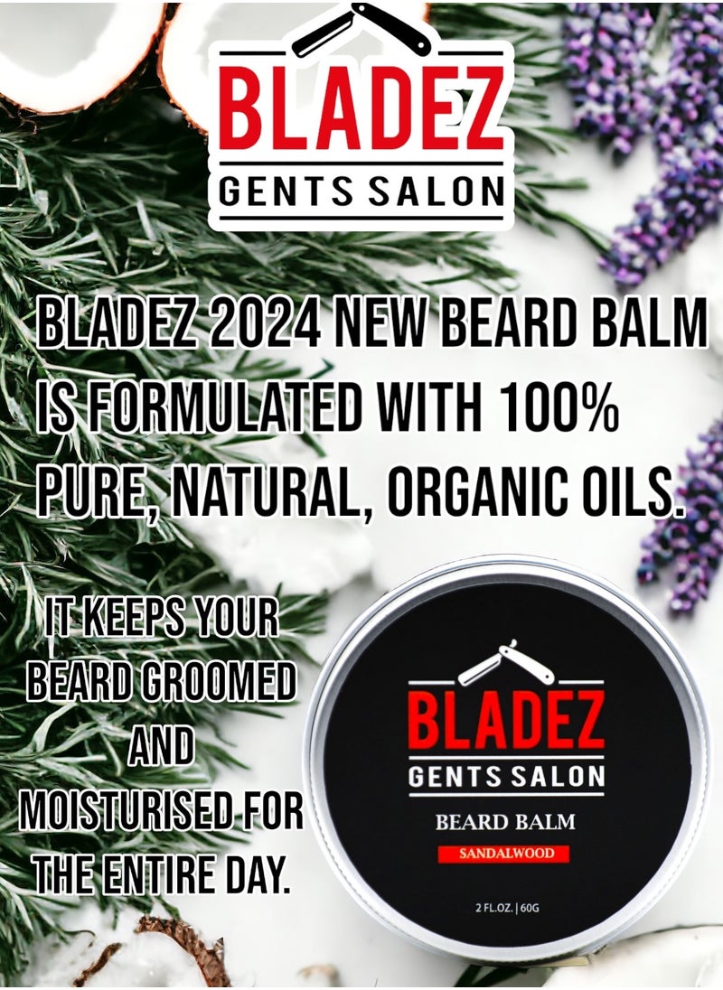 Bladez Gents Salon - Beard Balm, Natural Oils Based, Argan, Jojoba, Lavender,  Rosemary Oils, Sandal Wood Scent - Image 1